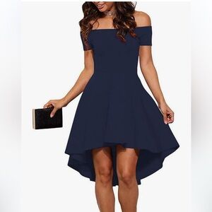 Off the Shoulder High Low Cocktail Dress